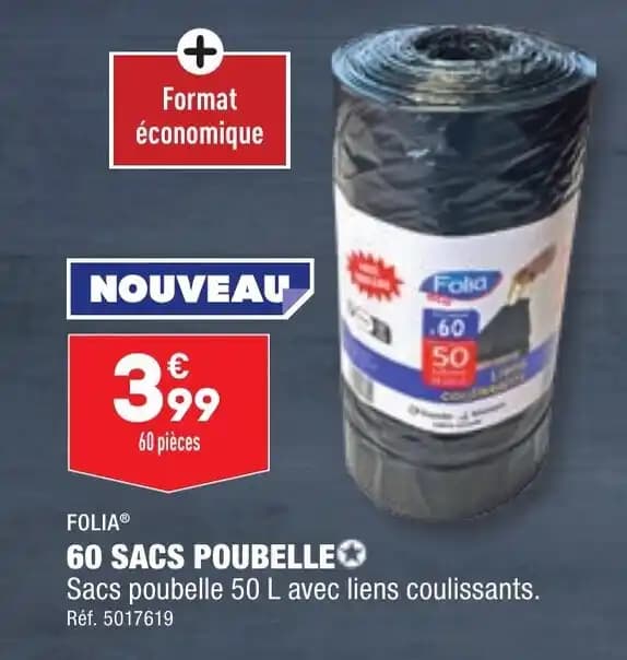 FOLIA® 60 SACS POUBELLE✪