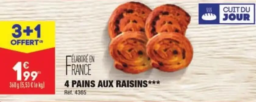 4 PAINS AUX RAISINS***
