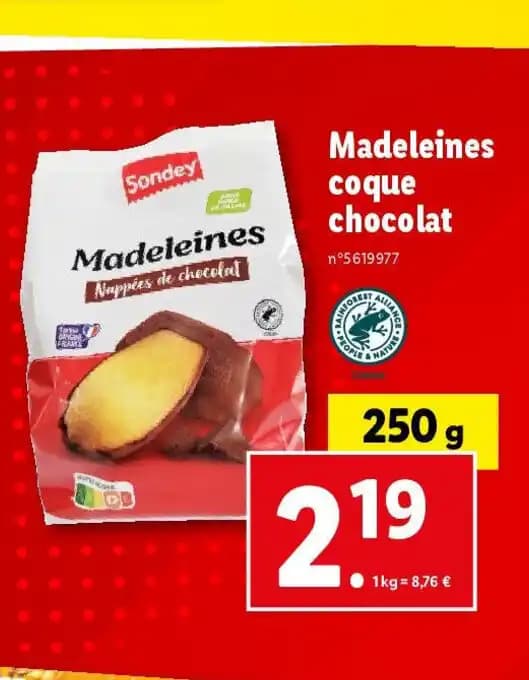 Madeleines coque chocolat