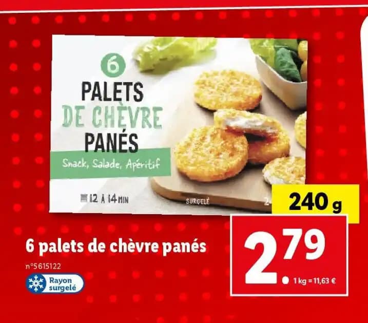 6 palets de chèvre panés