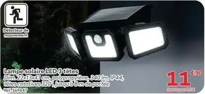 Lampe solaire led 3 tetes