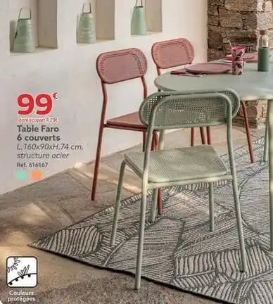 Table faro 6 couverts