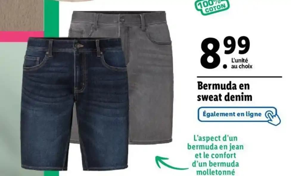 Bermuda en sweat denim