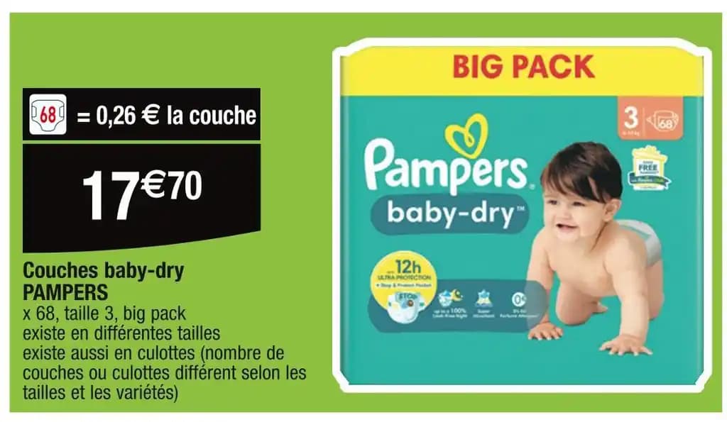 PAMPERS Couches baby-dry