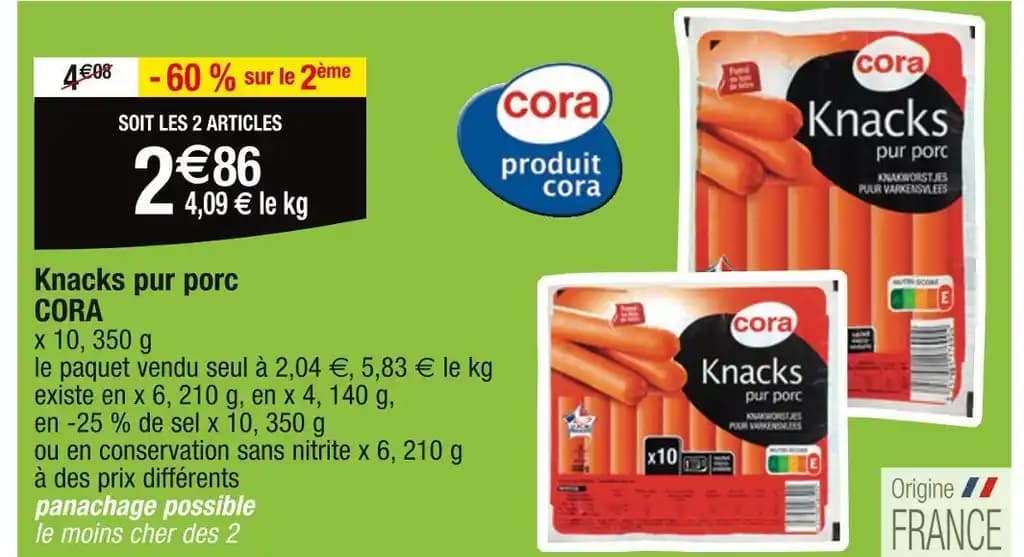 CORA Knacks pur porc