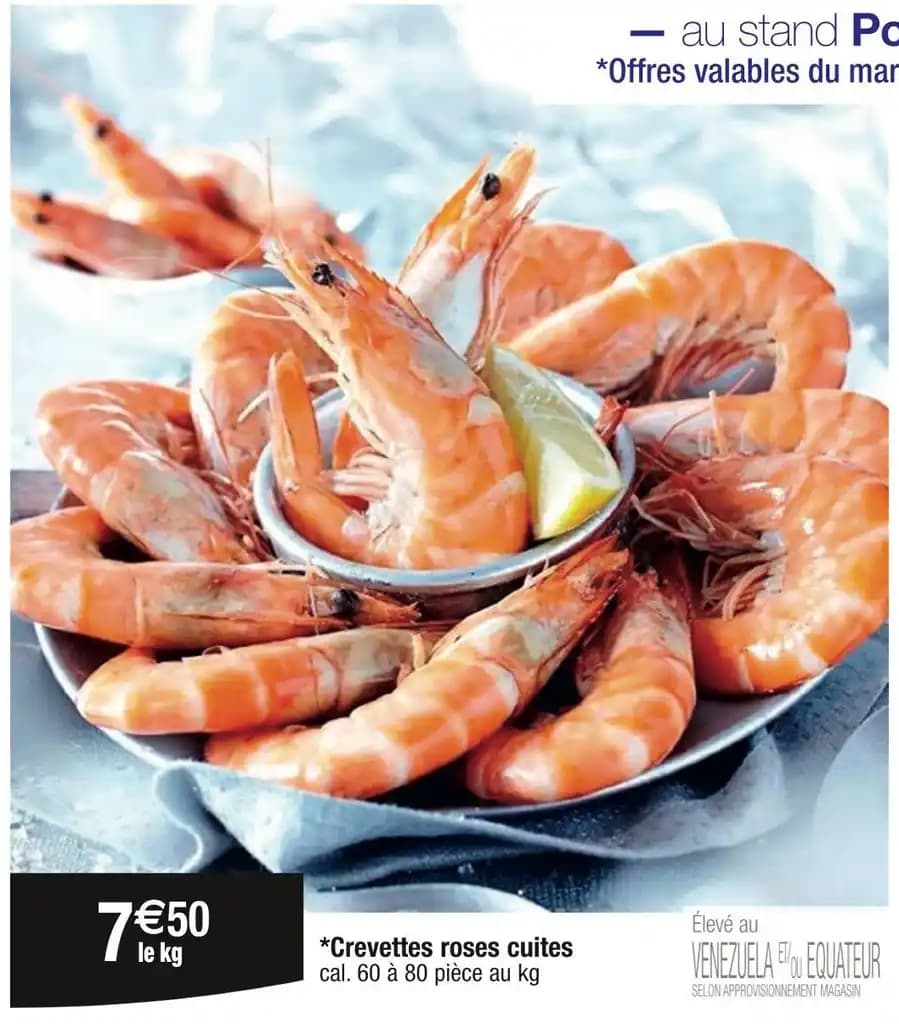 Crevettes roses cuites