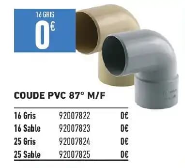 COUDE PVC 87° M/F