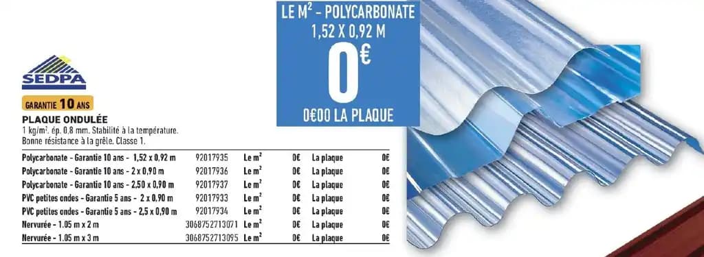 PLAQUE ONDULÉE