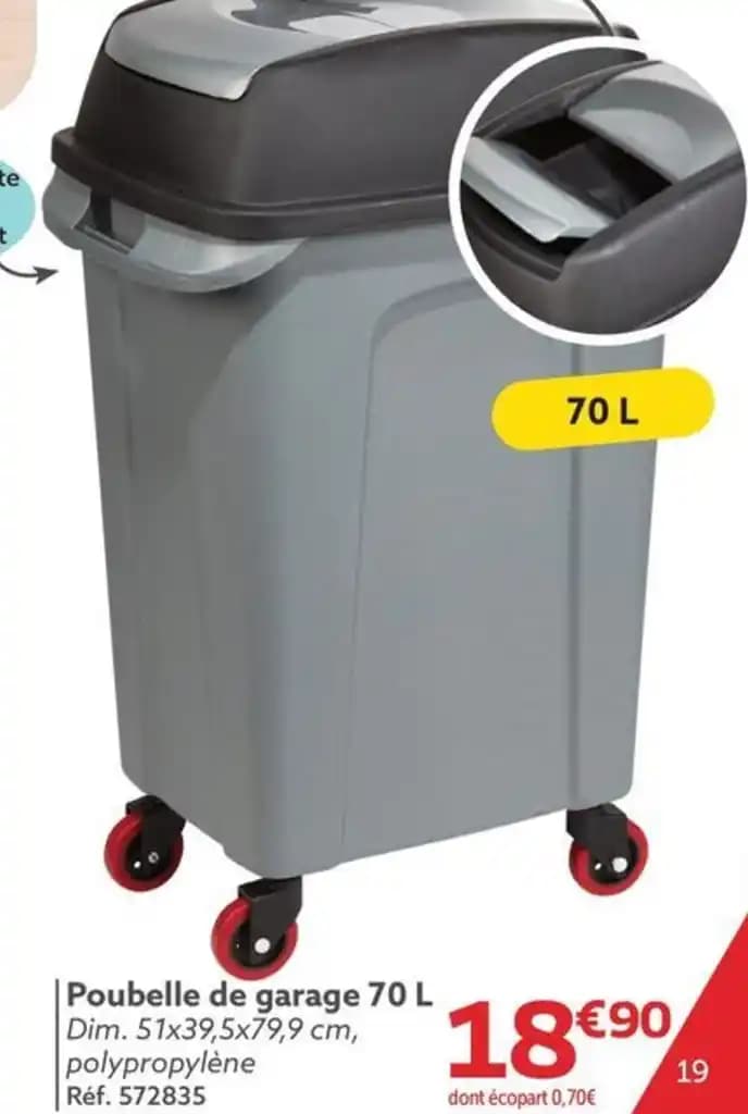 Poubelle de garage 70 L