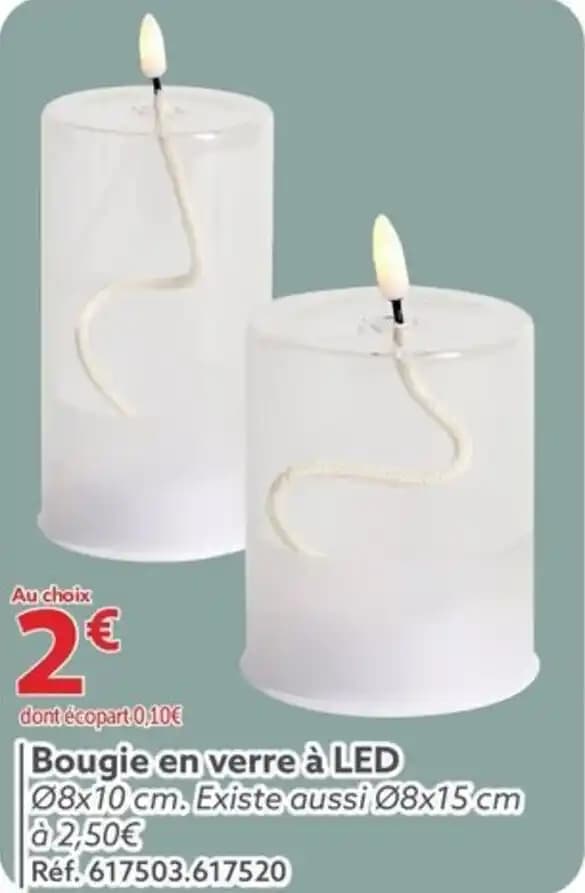 Bougie en verre à LED