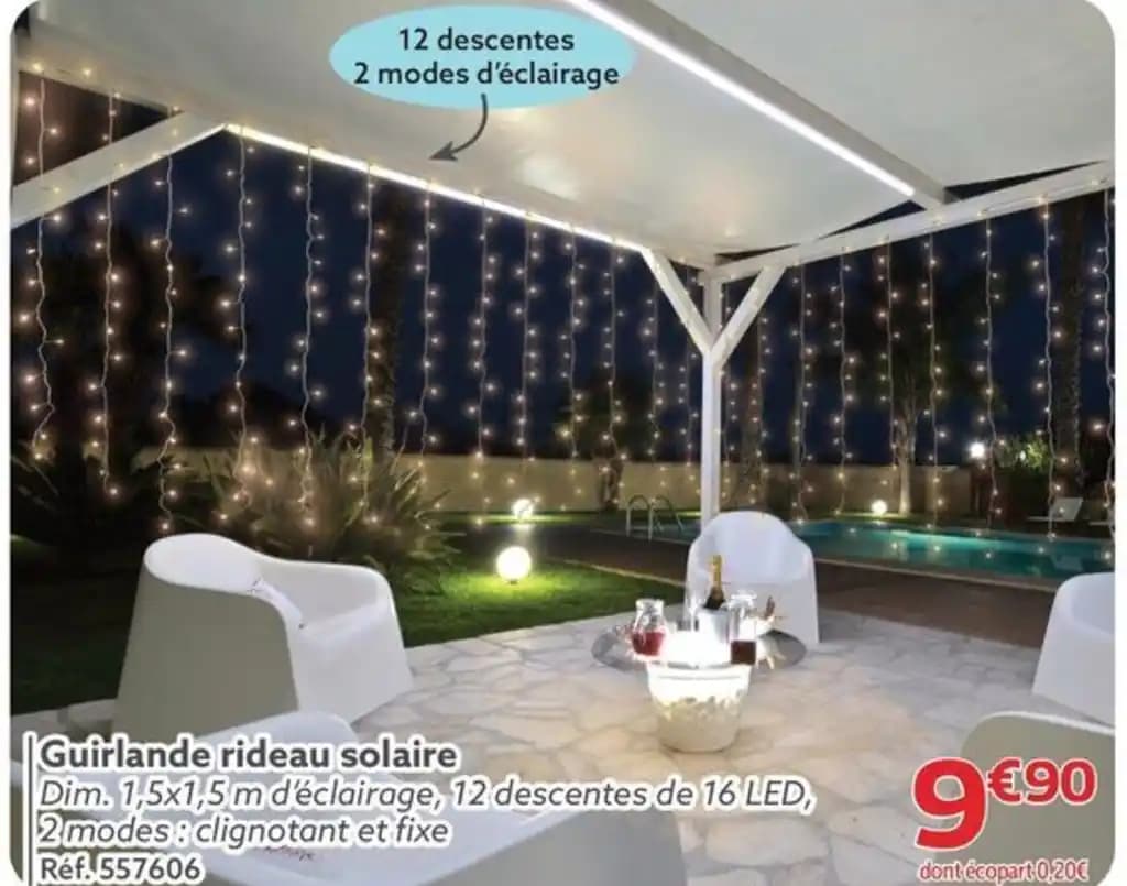 Guirlande rideau solaire