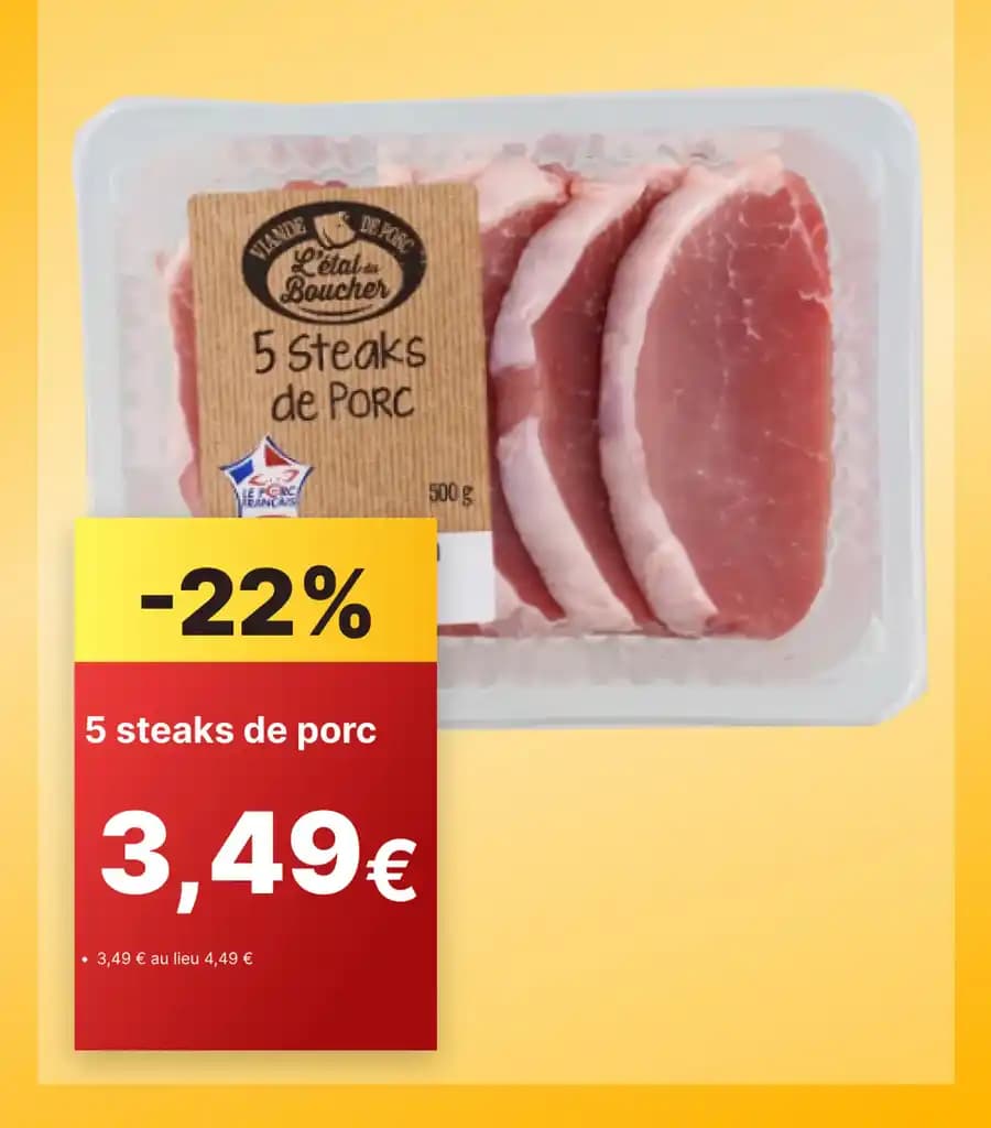 5 Steaks de PORC