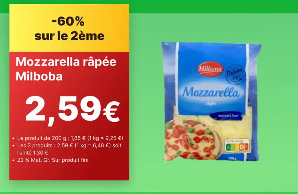 Mozzarella râpée Milboba