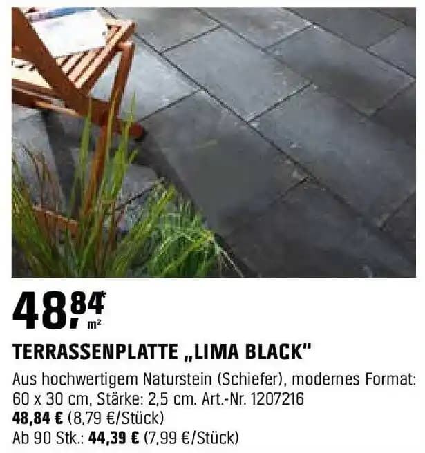 TERRASSENPLATTE „LIMA BLACK"