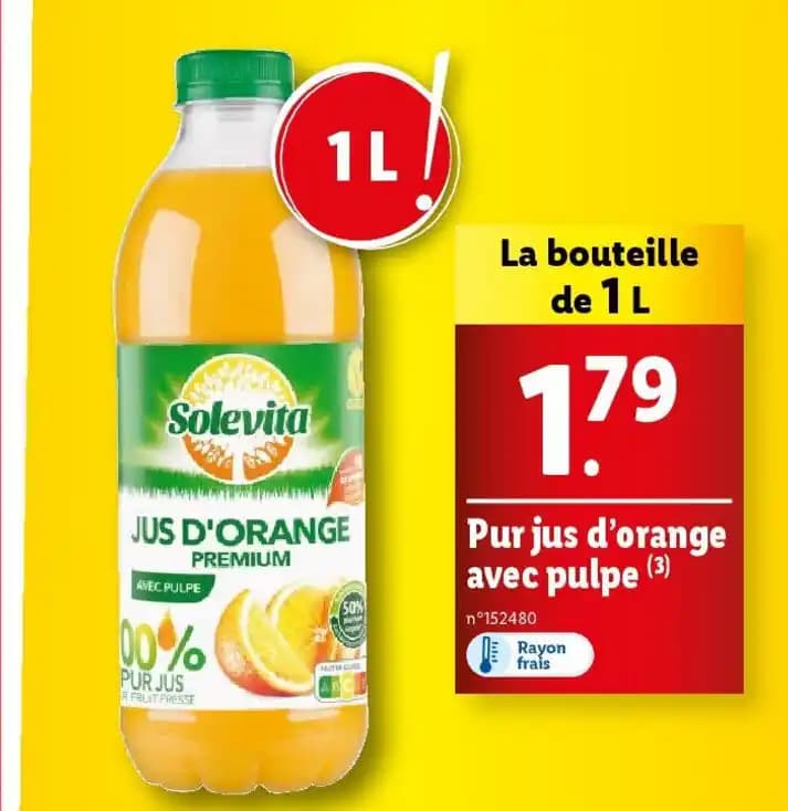Pur jus d'orange avec pulpe