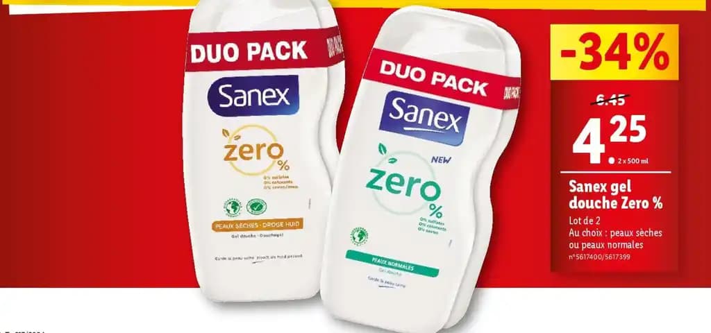 Sanex gel douche Zero %