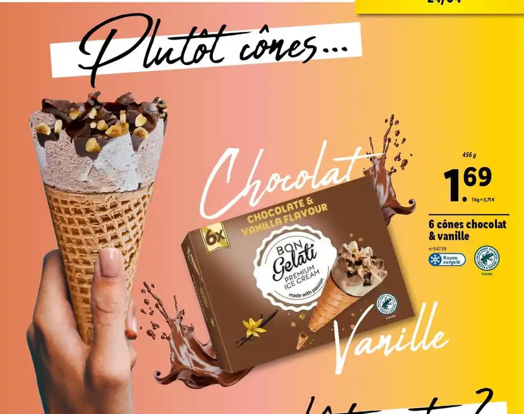 6 cônes chocolat & vanille
