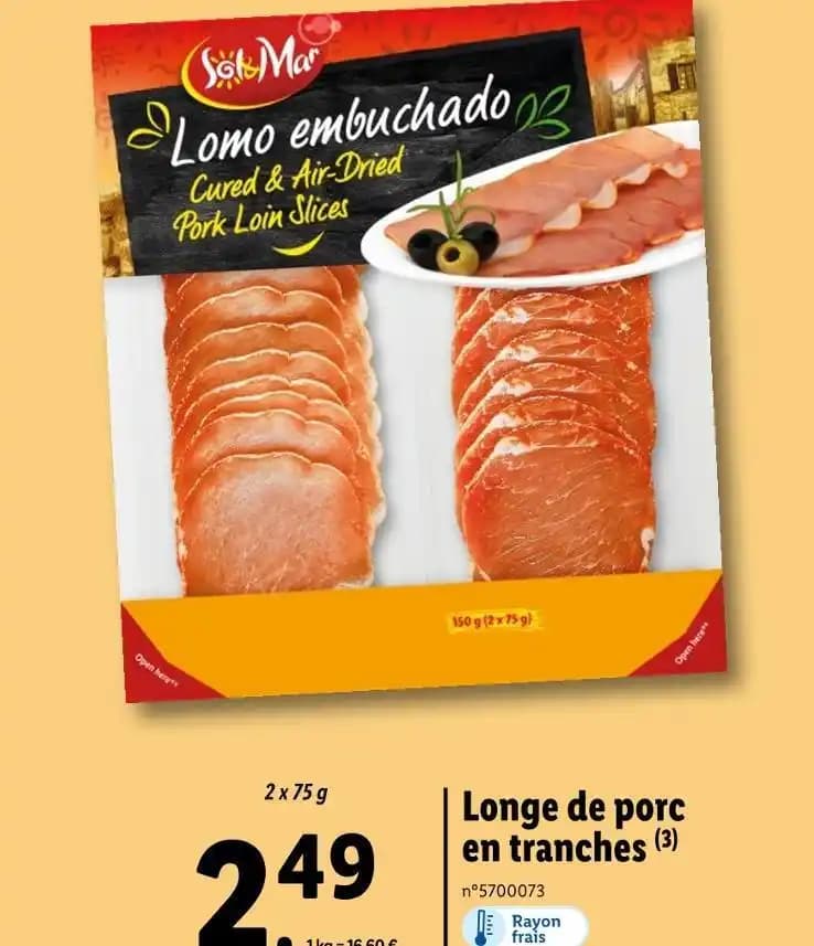 Longe de porc en tranches