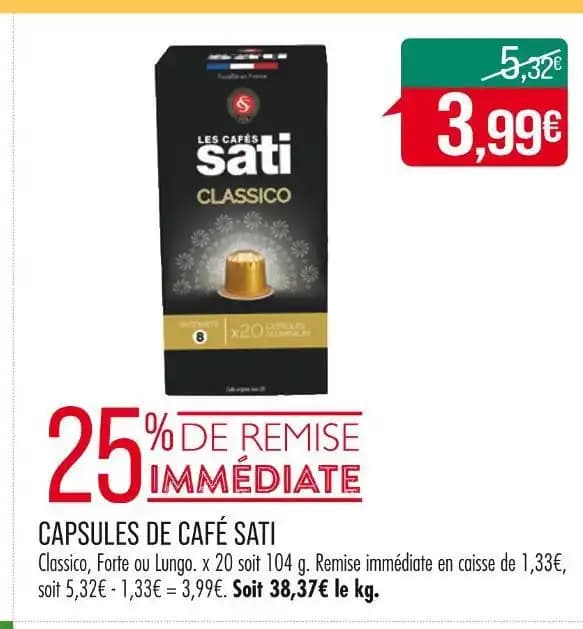 SATI CAPSULES DE CAFÉ