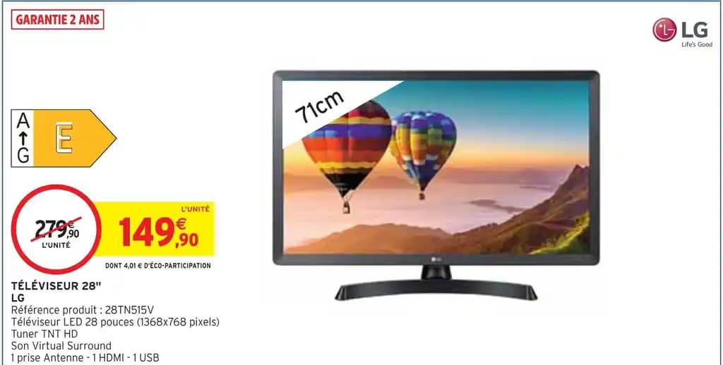 LG TÉLÉVISEUR 28