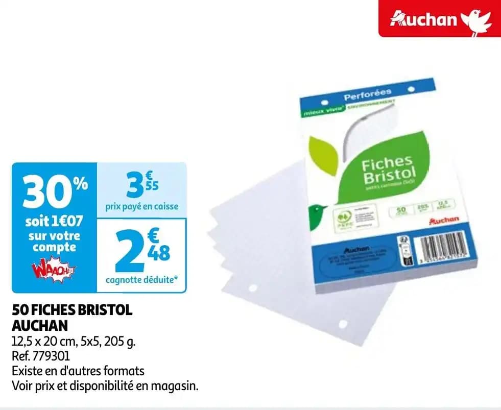 50 FICHES BRISTOL AUCHAN
