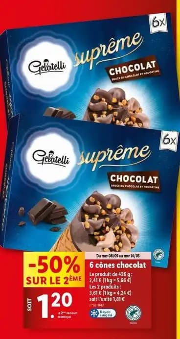 Gelatelli - 6 cones chocolat