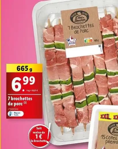 7 brochettes de porc