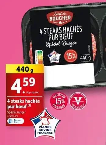 4 steaks haches pur boeuf