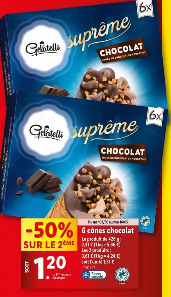 Gelatelli 6 cônes chocolat