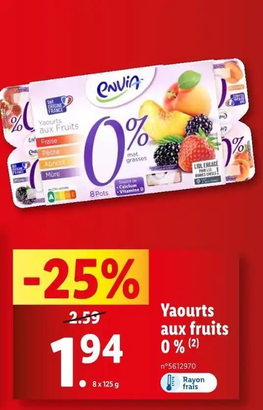 envia Yaourts aux fruits 0 %