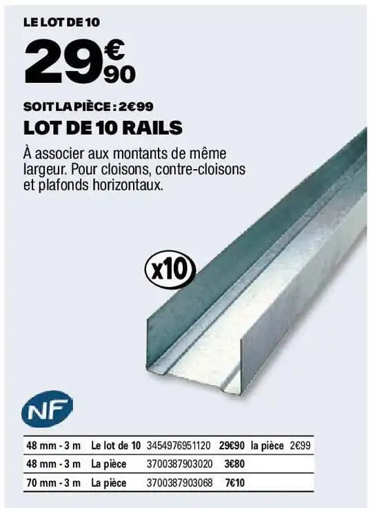 LOT DE 10 RAILS