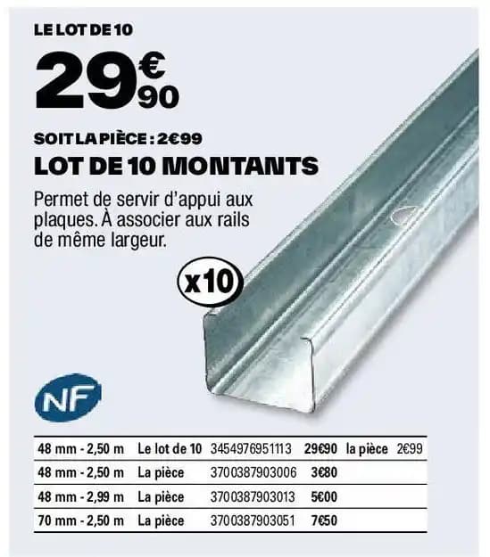 LOT DE 10 MONTANTS