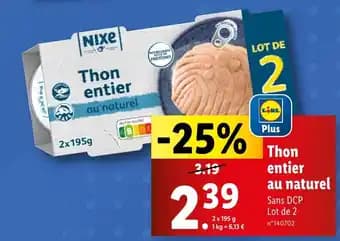 Thon entier au naturel