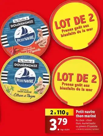 Petit navire thon mariné