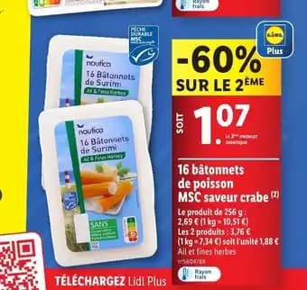 16 bâtonnets de poisson