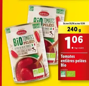 Tomates entières pelées