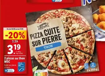 2 pizzas au thon MSC