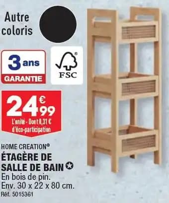 ÉTAGÈRE DE SALLE DE BAIN