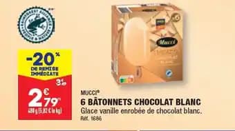 6 BÂTONNETS CHOCOLAT BLANC