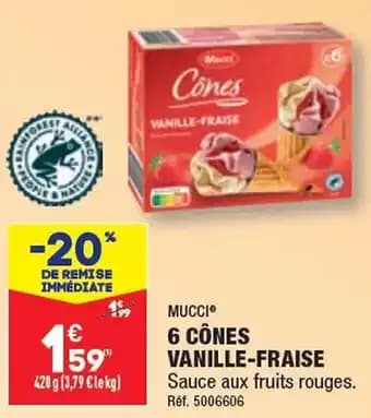 6 CÔNES VANILLE-FRAISE