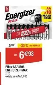 Energizer - piles aa/lr06 max