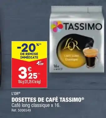 DOSETTES DE CAFÉ TASSIMO