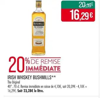 BUSHMILLS Irish whiskey