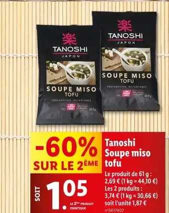 Tanoshi Soupe miso tofu
