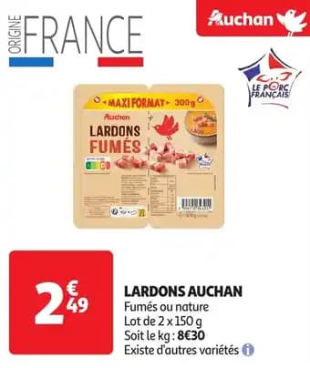 Auchan lardons 2 x 150 g