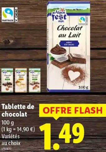 Tablette de chocolat 100 g 