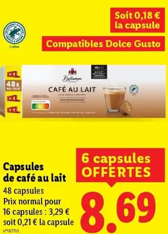 Capsules de café au lait