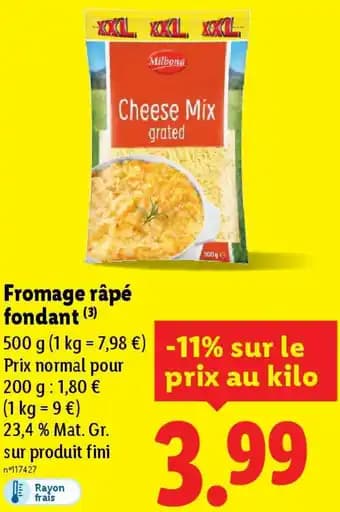 Fromage râpé fondant 500 g 