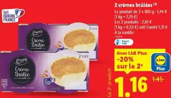 2 crèmes brûlées 100 g 
