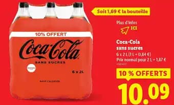 Coca-Cola sans sucres 2 l